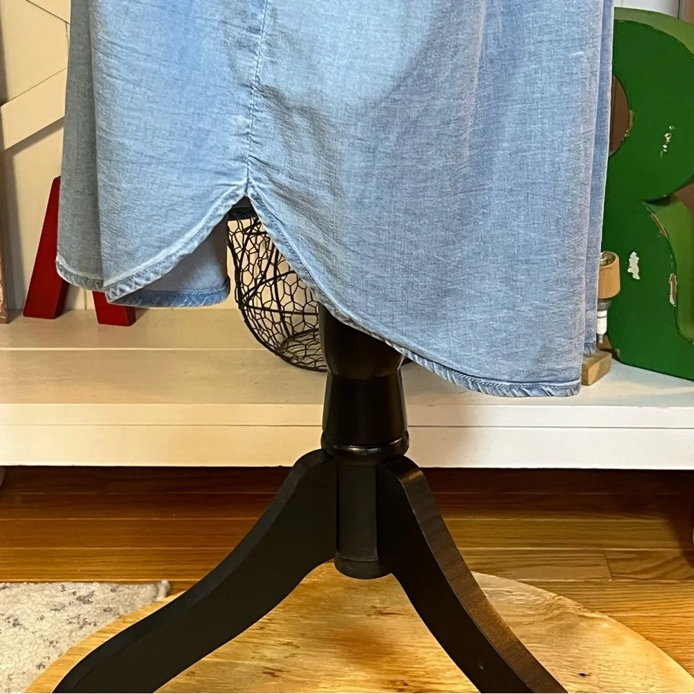 Universal Standard Chambray Blue Midi Shirt Dress Tie Waist Long Sleeve Size XL - Picture 6 of 8